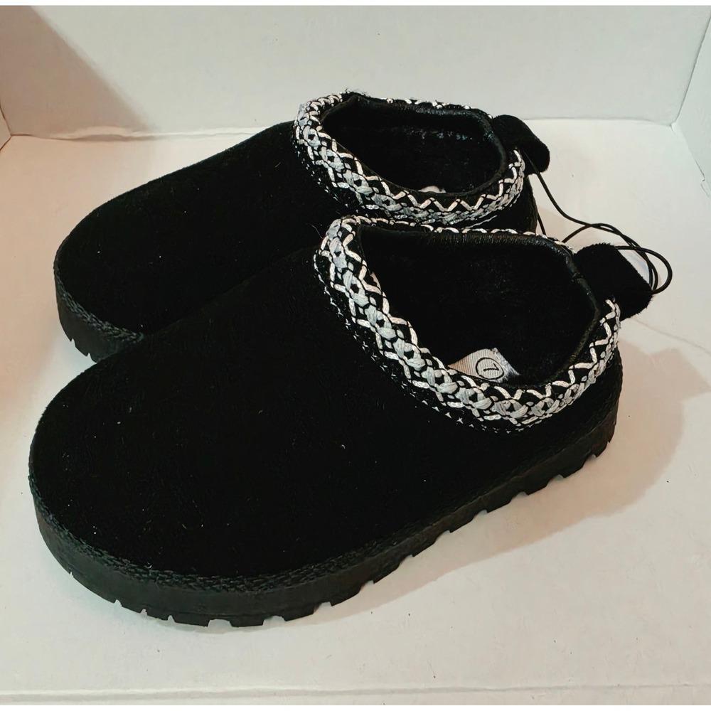 Laundry Girl Chertini-T Black Suede Platform Clog Slippers Girls Size 7 NEW
